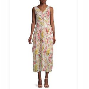 Lea & Viola Pleated Floral Midi Dress